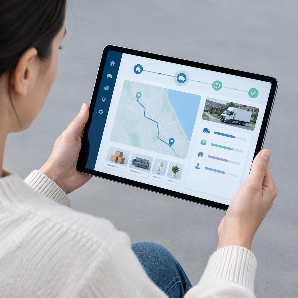 Giao diện phần mềm AI trong logistics hiển thị các thuật toán tối ưu hóa lộ trình và quản lý đội xe.