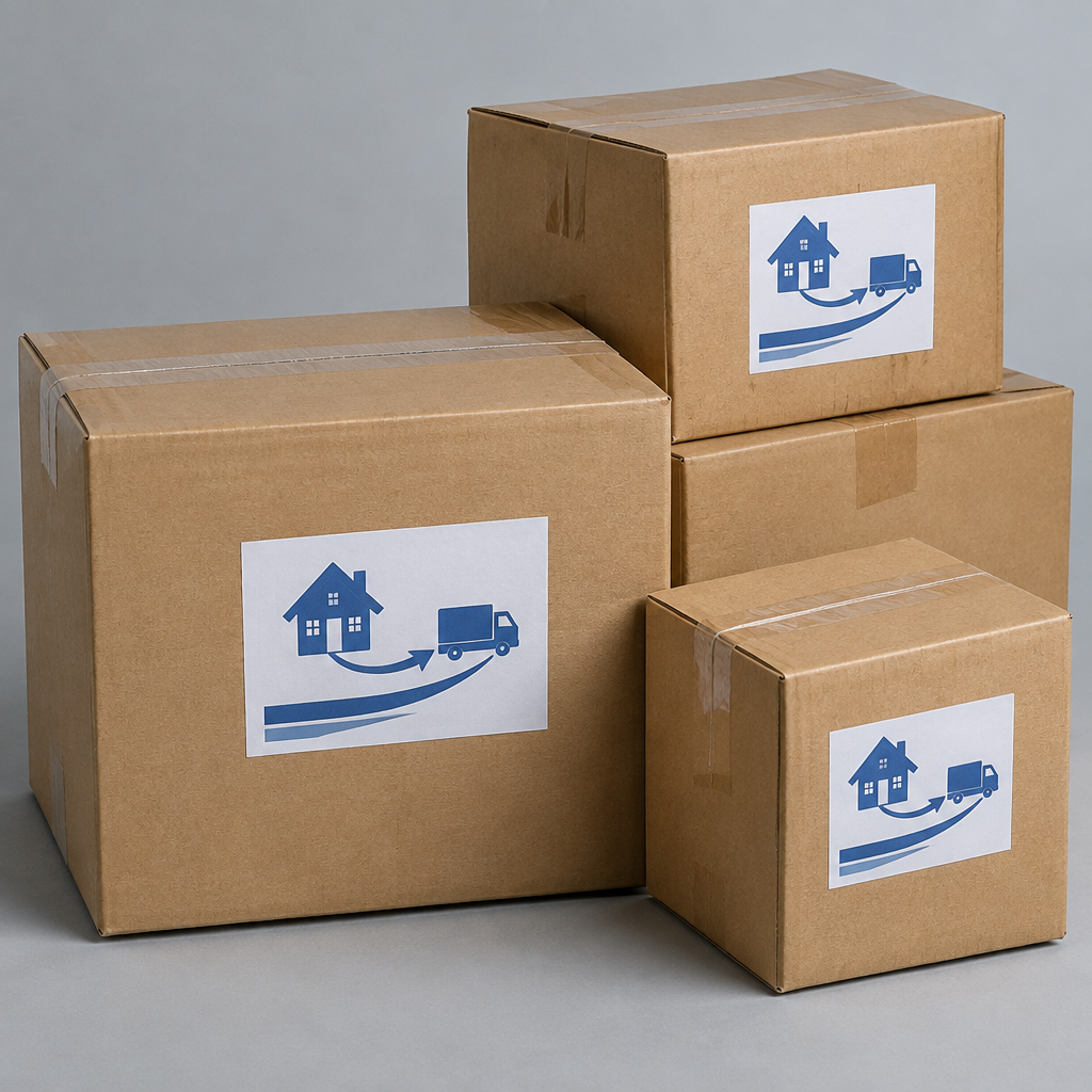 Những thùng carton đã được đóng gói cẩn thận và dán nhãn để chuyển nhà