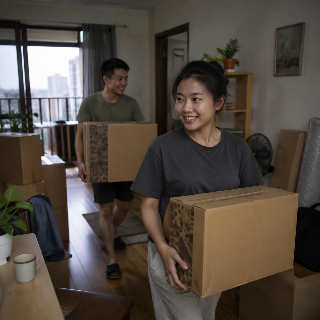 Nhiều thùng carton đã đóng gói sẵn sàng cho việc chuyển nhà