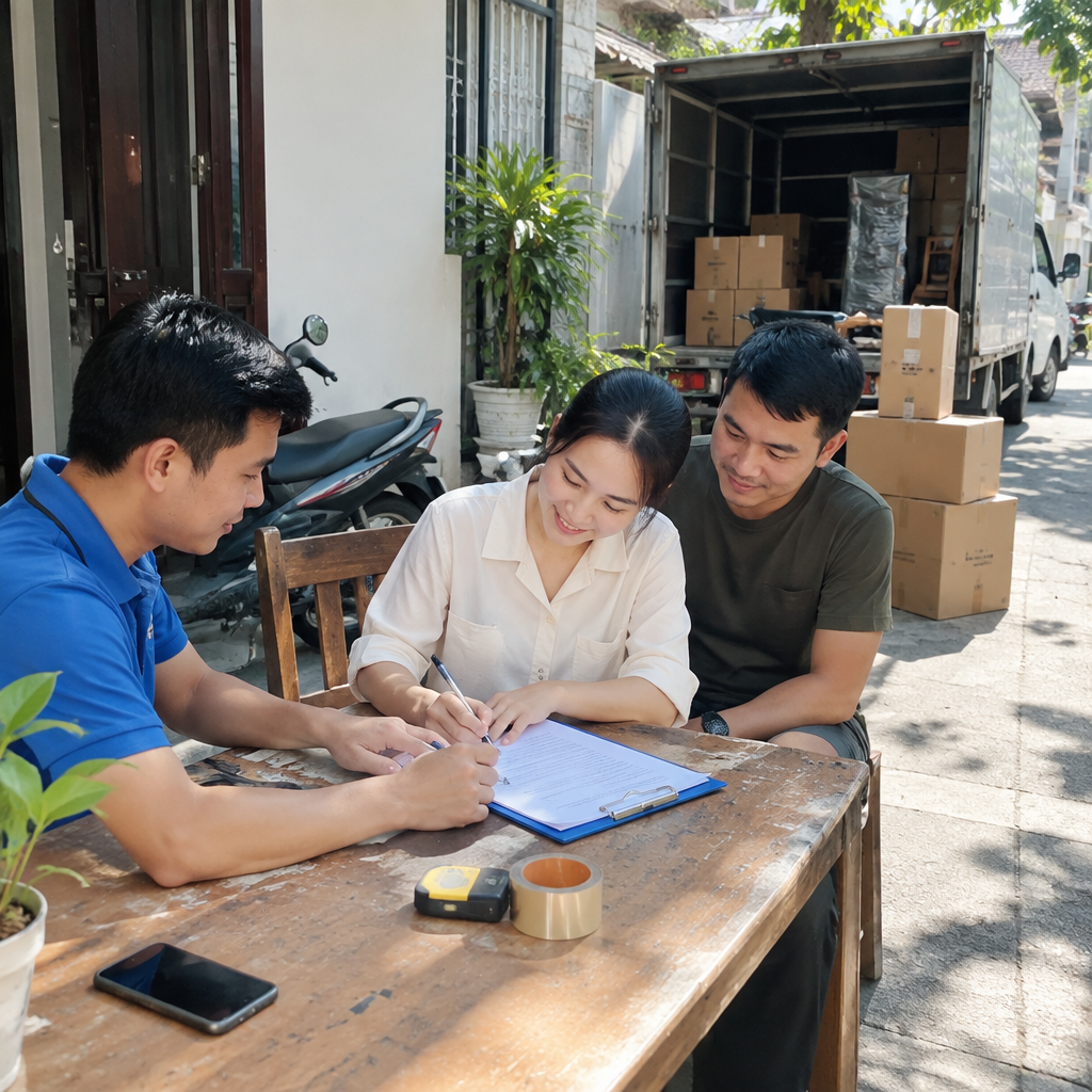 Khách hàng ký hợp đồng dịch vụ chuyển nhà cẩn thận