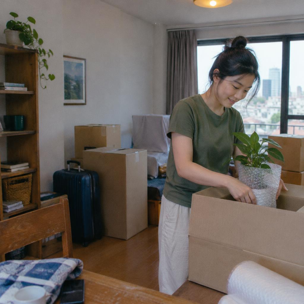 Gia đình đóng gói đồ đạc vào thùng carton chuẩn bị chuyển nhà