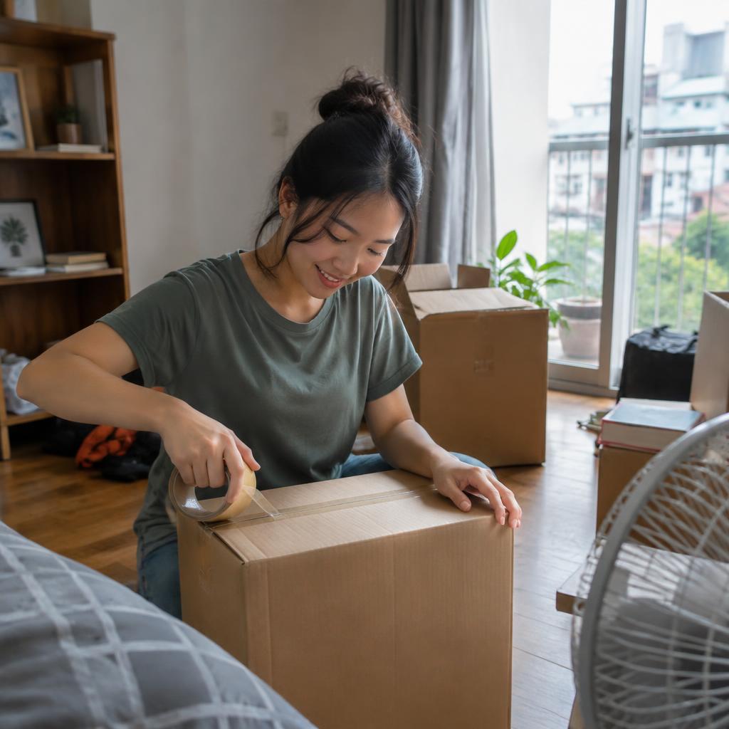 Các thùng carton được đóng gói cẩn thận chờ vận chuyển tại một căn hộ ở Hà Nội.