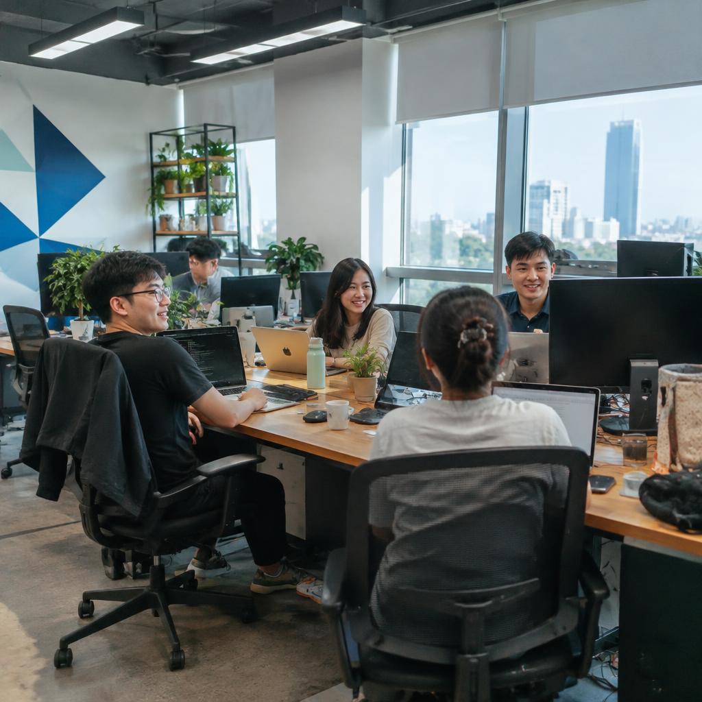 Nhân viên làm việc hiệu quả trong không gian văn phòng mới