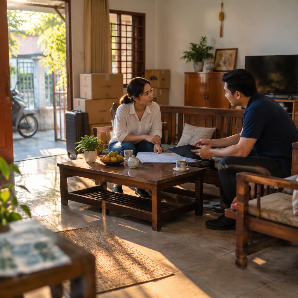 Đại diện dịch vụ chuyển nhà tư vấn khách hàng về gói tùy chỉnh