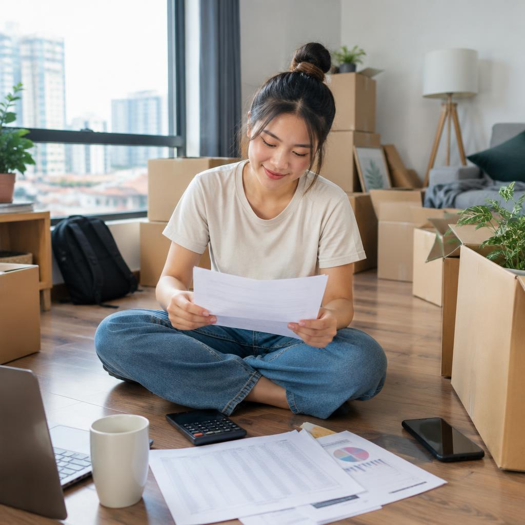 Các thùng đóng gói đồ đạc đã sẵn sàng trong một căn hộ mới