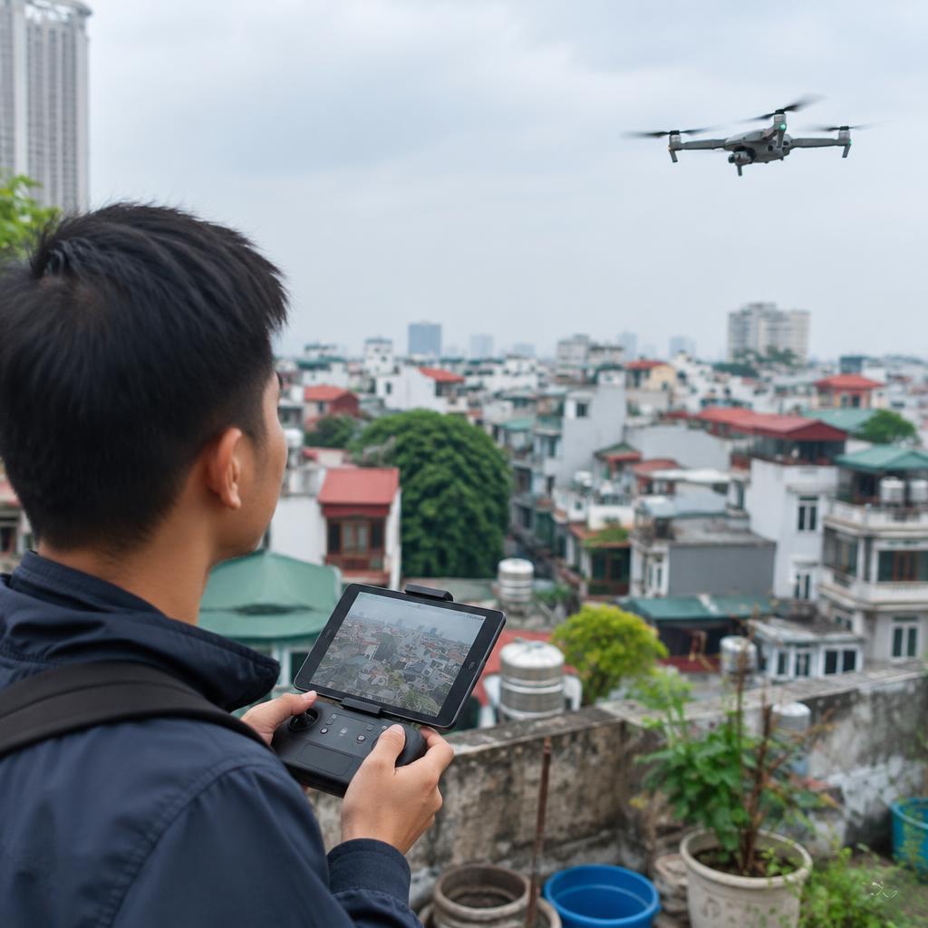Thiết bị bay không người lái khảo sát khu vực dân cư đô thị